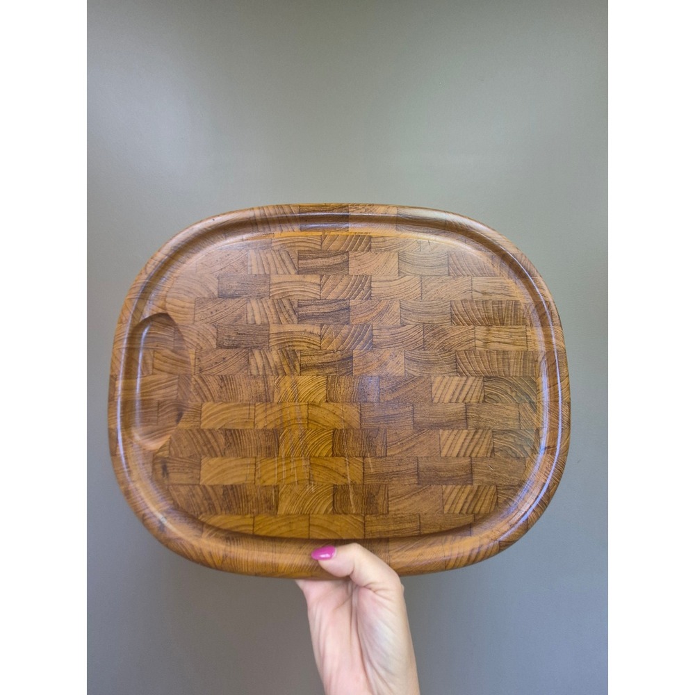 Dansk JHQ 15.5" Teak End Grain Cutting Board Butcher Block Thailand Vintage MCM